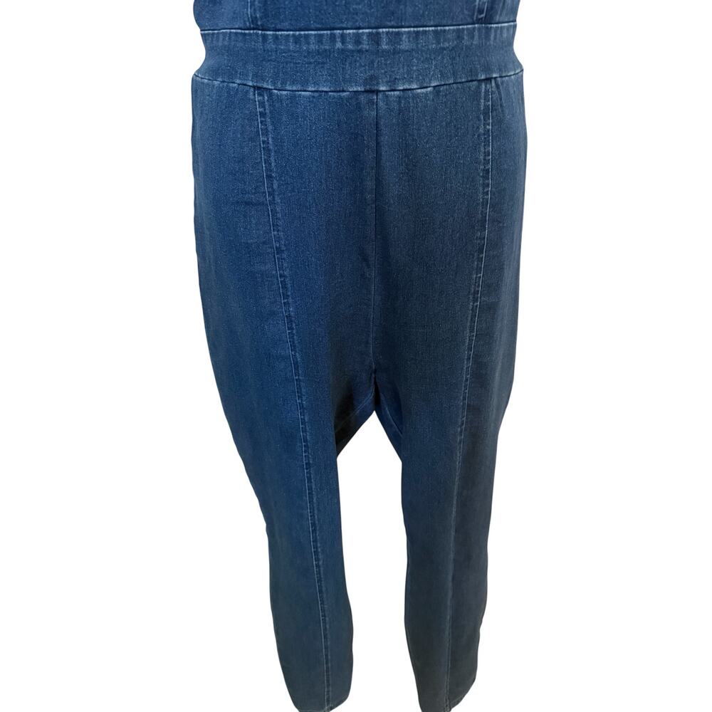 Haute Monde Demin Blue Jean Stretchy Jumpsuit w/Rhinestone Bustline. L - Picture 8 of 10